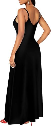 Womens Plus Size Bohemian Hawaiian Vacation Sundress Summer Long Maxi Beach Dresses with Pockets Black in Saudi Arabia