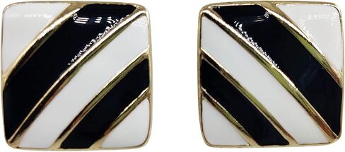 Black and White Square Earrings for Women Retro Statement Earrings in Saudi Arabia