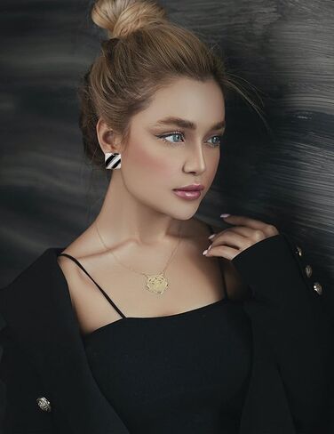 Black and White Square Earrings for Women Retro Statement Earrings in Saudi Arabia
