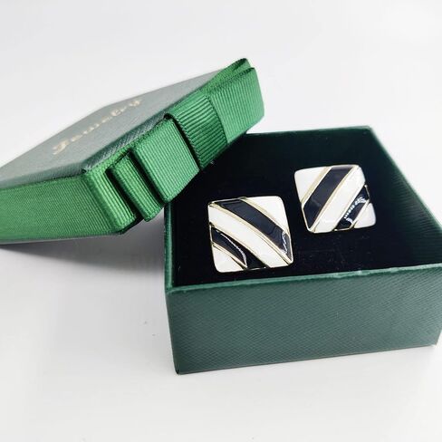 Black and White Square Earrings for Women Retro Statement Earrings in Saudi Arabia