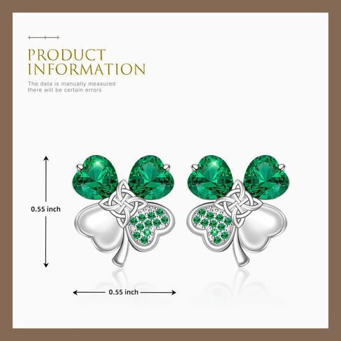 St Patricks Day Earrings Shamrock Earrings Four Leaf Clover Studs for Women Sterling Silver Celtic Knot Green Irish Shamrock Jewelry Charms Lucky Gifts, Metal, Cubic Zirconia in Kuwait
