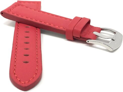 Bandini 22mm Mens Genuine Leather Watch Band Strap - Red with Stitching - Racer - Sports in Saudi Arabia