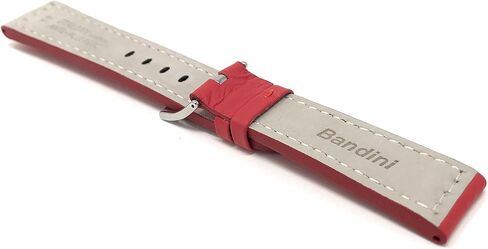 Bandini 22mm Mens Genuine Leather Watch Band Strap - Red with Stitching - Racer - Sports in Saudi Arabia