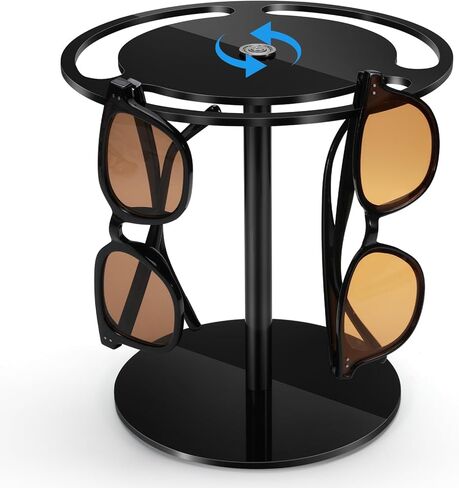 منظم النظارات الشمسية Laelr الاكريليك حامل عرض النظارات الشمسية مع 360 درجة دوارة النظارات الشمسية حامل تخزين النظارات الشمسية حامل النظارات الدوارة منظم معلق للمكتب مضمد الطاولة السوداء in Kuwait