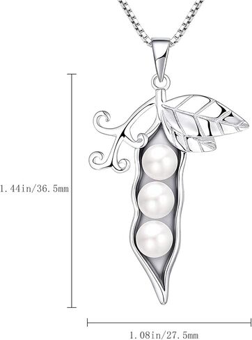 STARCHENIE 3 Peas in a Pod Necklace 925 Sterling Silver Pearl Peapod Pendant Jewelry Gift for Women in Kuwait