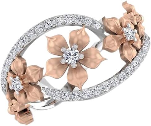 Siam panva Fabulous 925 Silver Floral Ring Two Tone Rose Gold Flower Jewelry Sz 6-10 (US Code 6) in Saudi Arabia
