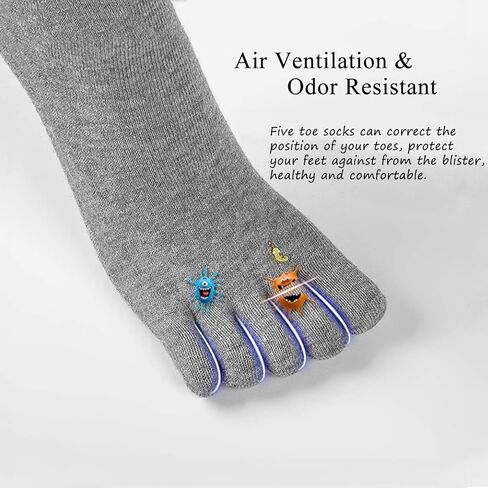 جوارب Hellomamma الرجالية لأصابع القدم بخمسة أصابع من القطن، جورب رياضي رياضي للجري عند الكاحل عند أصابع القدم in Kuwait