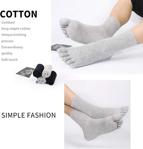 جوارب Hellomamma الرجالية لأصابع القدم بخمسة أصابع من القطن، جورب رياضي رياضي للجري عند الكاحل عند أصابع القدم in Kuwait