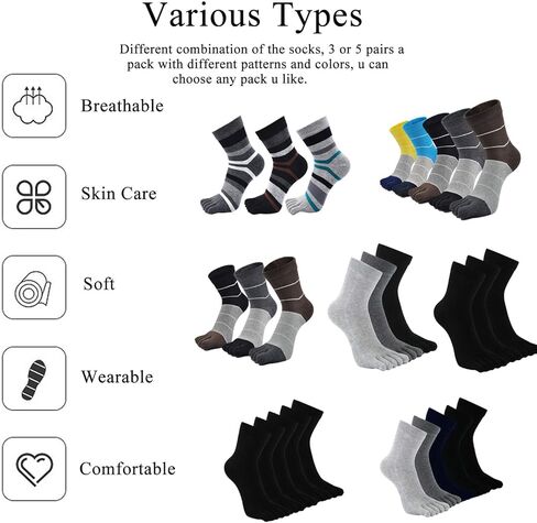 جوارب Hellomamma الرجالية لأصابع القدم بخمسة أصابع من القطن، جورب رياضي رياضي للجري عند الكاحل عند أصابع القدم in Kuwait