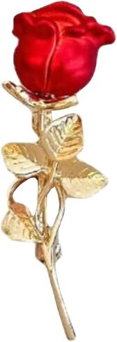 دبوس بروش انيق بتصميم ورود حمراء بتصميم ورود حمراء بتصميم ورود، دبوس بروش بتصميم ورود فاخرة للقبعة والحقيبة والبدلة وربطة العنق هدية عيد الحب والزفاف وعيد الام، مصنوع من خليط معدني من الستيل بدون in Kuwait