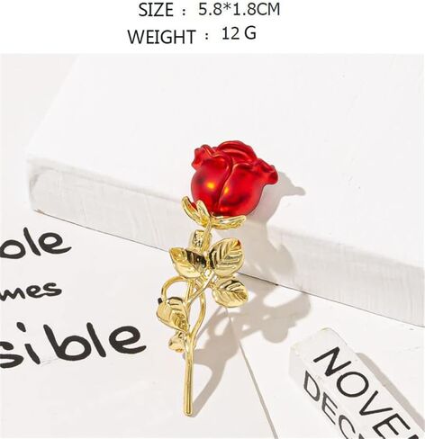 دبوس بروش انيق بتصميم ورود حمراء بتصميم ورود حمراء بتصميم ورود، دبوس بروش بتصميم ورود فاخرة للقبعة والحقيبة والبدلة وربطة العنق هدية عيد الحب والزفاف وعيد الام، مصنوع من خليط معدني من الستيل بدون in Kuwait