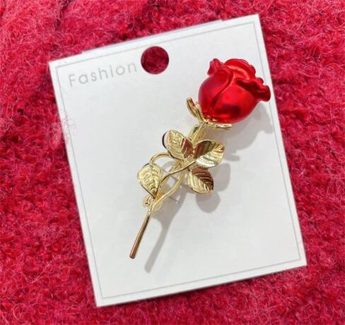 دبوس بروش انيق بتصميم ورود حمراء بتصميم ورود حمراء بتصميم ورود، دبوس بروش بتصميم ورود فاخرة للقبعة والحقيبة والبدلة وربطة العنق هدية عيد الحب والزفاف وعيد الام، مصنوع من خليط معدني من الستيل بدون in Kuwait