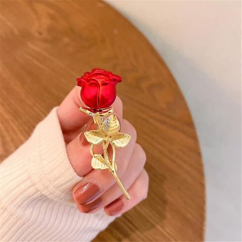 دبوس بروش انيق بتصميم ورود حمراء بتصميم ورود حمراء بتصميم ورود، دبوس بروش بتصميم ورود فاخرة للقبعة والحقيبة والبدلة وربطة العنق هدية عيد الحب والزفاف وعيد الام، مصنوع من خليط معدني من الستيل بدون in Kuwait