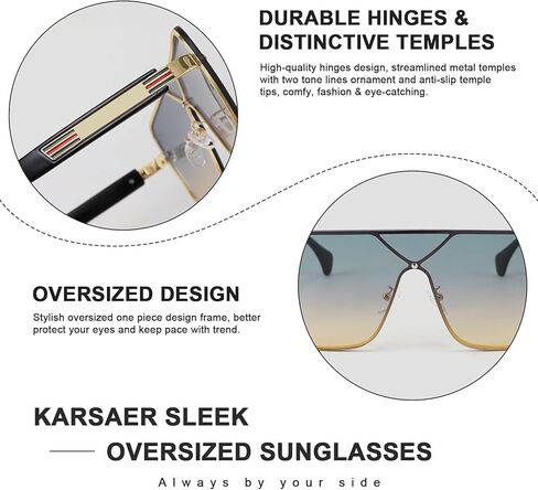 نظارة شمسية Karsaer Retro كبيرة الحجم ومسطحة ومربع للنساء والرجال نظارات شمسية سيامية كبيرة K7093 in Kuwait