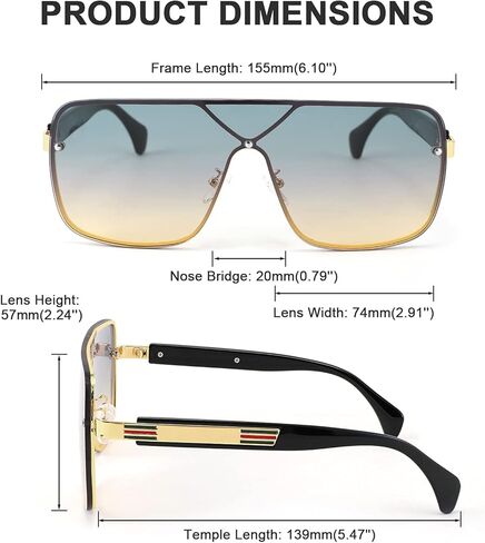 نظارة شمسية Karsaer Retro كبيرة الحجم ومسطحة ومربع للنساء والرجال نظارات شمسية سيامية كبيرة K7093 in Kuwait