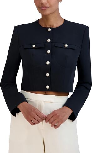 BCBGMAXAZRIA Women's Round Neck Relaxed Style Corset Jacket in Saudi Arabia