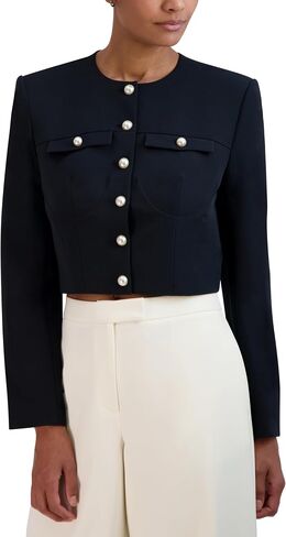 BCBGMAXAZRIA Women's Round Neck Relaxed Style Corset Jacket in Saudi Arabia