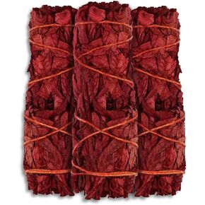 ESPOIR & AMOUR Dragon's Blood Sage - 3 Spiritual Dragon Blood Sage Sticks for Smudging, Healing and Ritual | Sustainably Harvested 4 Inch Red Sage Smudge Stick to Protect from Negativity
