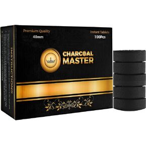 Coal Instant Light – Incense Instant Coal Disks – Coal Tablets – Charcoal Disks – Set of 100 Coal disks – 40 mm Quick Light Charcoal Briquettes – Natural Coal Disks – Slow Burn and Low Smoke (100)
