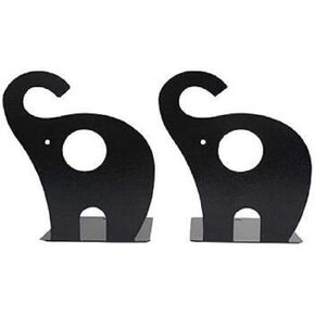 one Pair Cute Cartoon Elephant Nonskid Bookends Art Bookend Metal Bookends (Blue)
