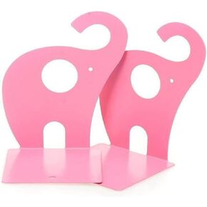 one Pair Cute Cartoon Elephant Nonskid Bookends Art Bookend Metal Bookends (Blue)