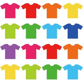 45Pcs Summer Cutouts Colorful T-Shirt Bulletin Board Decoration 9 Colors T-Shirt Shape Paper Cut-Outs with 100Pcs Glue Points for DIY Art Craft Wall Home Party Supplies