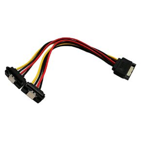 zdyCGTime 90 Degree 15Pin SATA 1 to 2 Y Splitter Cable, SATA 15Pin 1 Male to 2 Female Interface Extension Cable,15Pin SATA with Latch Power Cable Serial Port Line Adapter. (90 Degree SATA 1 to 2)