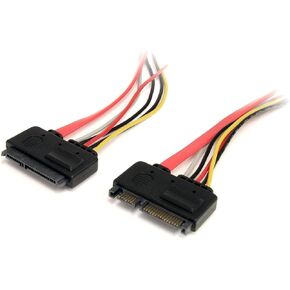 StarTech.com 12in 22 Pin SATA Power and Data Extension Cable - 1ft SATA Data Power Extension - 12 inch SATA Extension (SATA22PEXT), Red