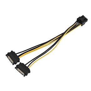 PCI Express Power Cable, 15 Pin Dual SATA Male to 8 Pin Female PCI-E Video Card Power Supply Adapter Cable
