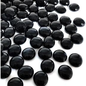 1LB Flat Glass Pebbles for Vase, 100 Pcs Glass Gem Stones for Aquarium, Decorative Glass Rocks for Vase Filler Fish Tank Planter Crafts Birdbath and Valentines Day Decor