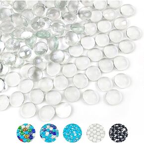 Glass Beads for Vases, 1lb Black Flat Glass Pebbles, 100 Pcs Glass Marbles Gemstone Aquarium Rocks Multiple Color Choices Home Decor Rocks