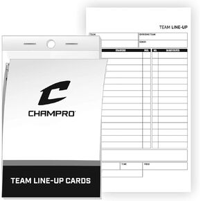 Champro Set of 25 Line-up Cards, White, 4.25"W x 7.5"L