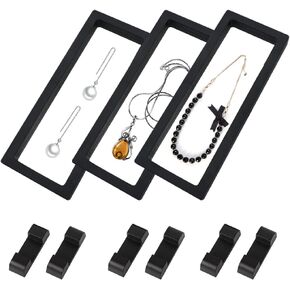 10PCS 3D Floating Frame Case, Black Challenge Coin Display Frame, Transparent Stand Holder for Jewelry Medals Specimens, 2.75x2.75 Inches