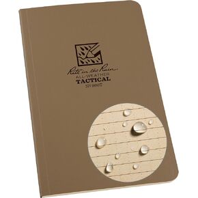 Rite in the Rain All Weather Tan Tactical Field Notebook, 4 5/8" x 7" Soft Cover Weatherproof Notepad, Universal Page Pattern, Reference Pages (No. 980T)
