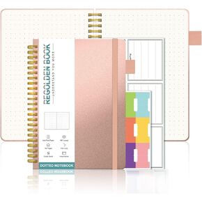 Regolden-Book Spiral Ruled Notebook, Ruled Lined Hardcover Journal for Note Taking, 100Gsm Thick Paper with Pocket for Men & Women School/College/Work/Office, 160 Pages, 5.5x8.5, (Black)