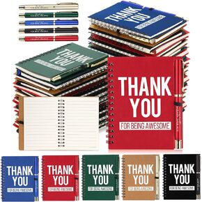 Honoson 20 Sets Employee Appreciation Gift Bulk Inspirational Spiral Notebook with Ballpoint Pen Thank You for Being Awesome Journal for Secretary Volunteer Teacher Nurse Social Worker Gift (Brown)