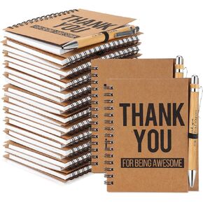 Honoson 20 Sets Employee Appreciation Gift Bulk Inspirational Spiral Notebook with Ballpoint Pen Thank You for Being Awesome Journal for Secretary Volunteer Teacher Nurse Social Worker Gift (Brown) in Kuwait