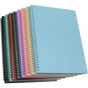 Yansanido Spiral Notebook, 4 Pcs A5 Thick Plastic Hardcover 7mm College Ruled 4 Color 80 Sheets -160 Pages Journals for Study, Work, Travel and Notes (A5, 4 Pcs Dark Color 2)