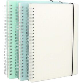 2 Pack A4 Spiral Bullet Dotted Journal with 120gsm Thick Paper, Dot Grid Spiral Notebook with Plastic Hardcover and Elastic Band Closure, 74 Sheets Per Pack 8.5 x 11 Inches