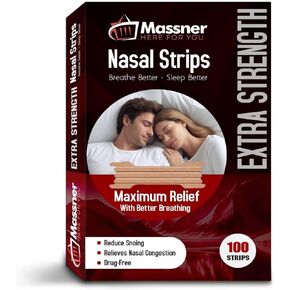 Extra Strength Nasal Strips - Pack of 100 Tan Nose Strips to Improve Snoring - Helpful to Improve Sleeping, Nasal Congestion Due to Cold and Allergies