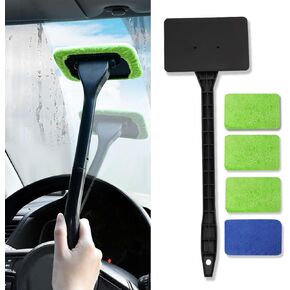 Car Windshield Cleaner, Microfiber Car Window Cleaning Tool, Auto Window Cleaner, Car Windshield Cleaning Tool, Universal Car Glass Cleaner Kit with 4 Pcs Reusable Cloth Pads Suitable for Cars in Saudi Arabia