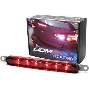 iJDMTOY OEM-Spec عدسة مدخنة داكنة، غطاء صندوق السيارة LED الكامل، مجموعة شريط ضوء الفرامل الثالث المتوافقة مع 2008-2016 Mitsubishi Lancer، Evolution X Sedan