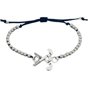 Sportybella Field Hockey Bracelet, Field Hockey Jewelry, Adjustable Silver Beads on Black Strings Field Hockey Bracelet, Field Hockey Gifts For Women, Teens and Girls