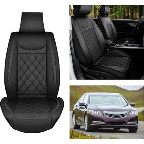 Nilight Car Seat Covers Waterproof Breathable Faux Leather Cushions Anti-Slip Universal Seat Covers for Hyundai Honda Accord Kia Civic Corolla Camry CR-V RAV4 SUV Truck (2 PCS Front Seat, Black)
