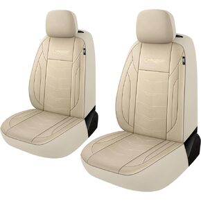 Premium Leather Car Seat Covers Full Set,Waterproof Split Bench Covers for Cars, Universal Car Interior Covers Seat Protectors for Sedans SUVs Pick-up Trucks(Beige)