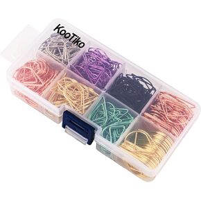 Multicolor Cute Paper Clips Assorted Sizes Smooth Stainless Steel Drop-Shaped Paperclips Large and Small for Office Supplies Wedding Women Girls Kids Students, 300 Pack