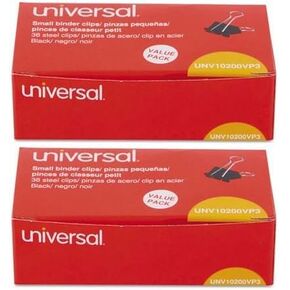 Universal Small Binder Clips, Steel Wire, 3/8 Cap, 3/4 Wide, Black/Silver, 2-36 Pack, UNV10200