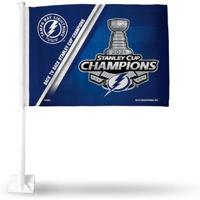 Rico Industries NHL Hockey Stanley Cup Champions Double Sided Car Flag - 16" x 19" - Strong Pole That Hooks onto Car/Truck/Automobile