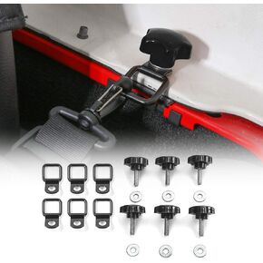 CheroCar Hard Top Quick Removal Fastener Thumb Roof Screws Bolts Tie Down Anchor with Washers Kit for Jeep Wrangler Sports Sahara Rubicon X & Unlimited YJ TJ LJ JK JL 2/4Door 1987-2020 (D-Black)