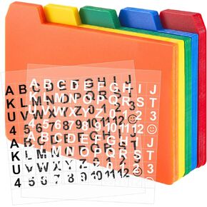 50 Pieces Index Card Guide Set Alphabet Sticker Index Card Dividers Self Adhesive Number Stickers Index Card Dividers with Tabs for Office Business Classroom Products (Assorted Color, 4 x 6 Inch)